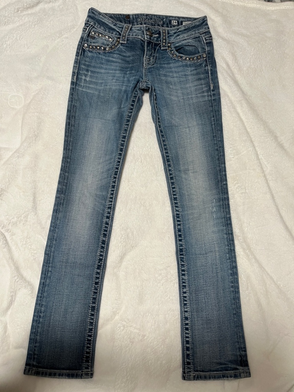 Miss Me Stud-Accent Skinny Jeans